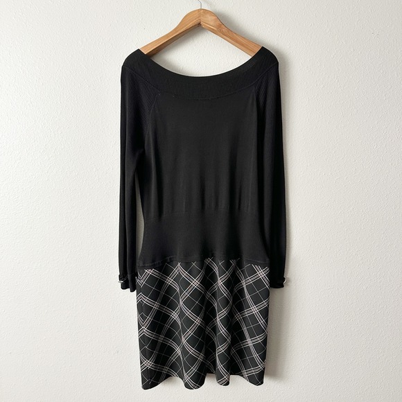 WHBM Long Sleeve Knir Black Sweater & Plaid Drop Waist Dress Women's Size 16 - Picture 5 of 15